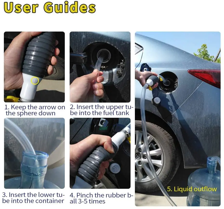 Car Fuel Tank Sucker Portable Manual Car Fuel Transfer Pump for Gas Gasoline Petrol Diesel Oil Liquid Water Fish Tank