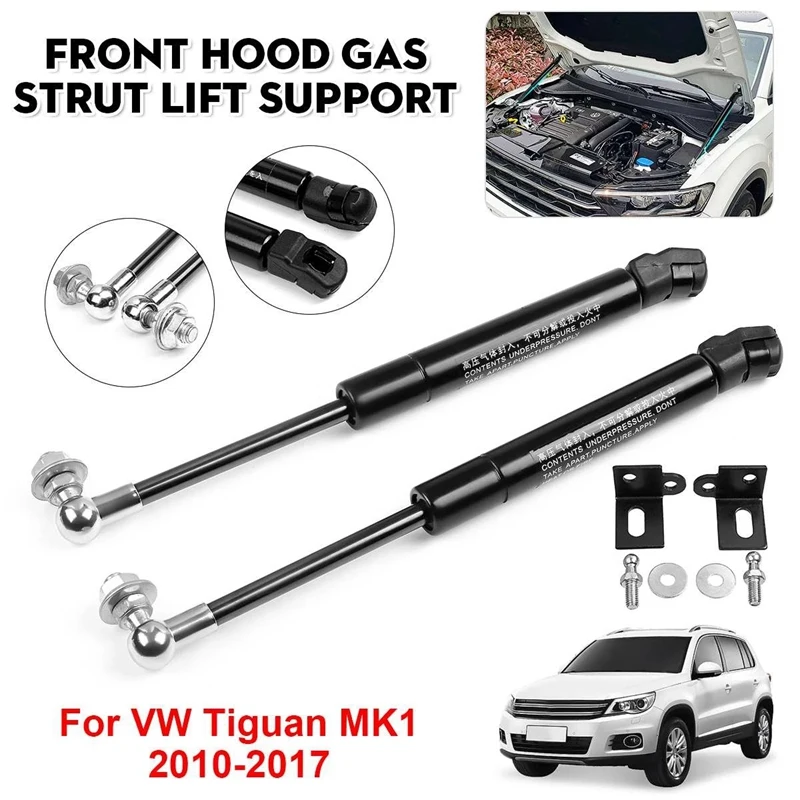 Front Engine Cover 2Pcs Bonnet Hood Gas Strut Bars Gas Spring Shock Lift Support Rod for Tiguan 1 2010-2017 smile