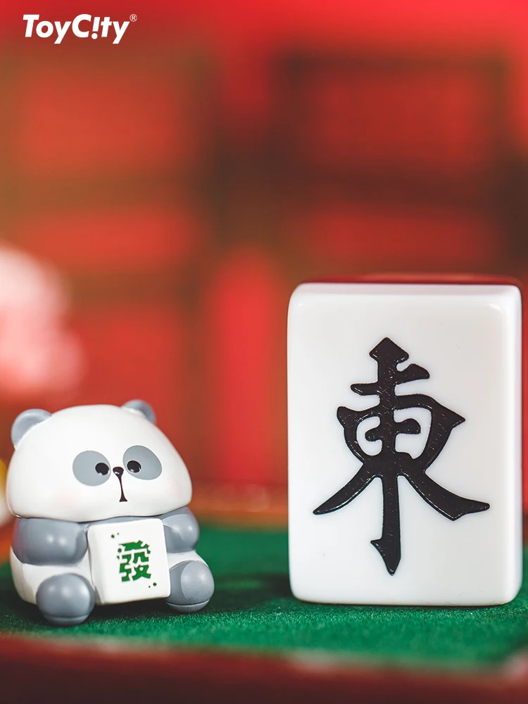Toy City Mr.Pa Waiting For The Tile Series Cute Panda Mini Mahjong Tile Portable Mystery Box Gift Blind Box Collection