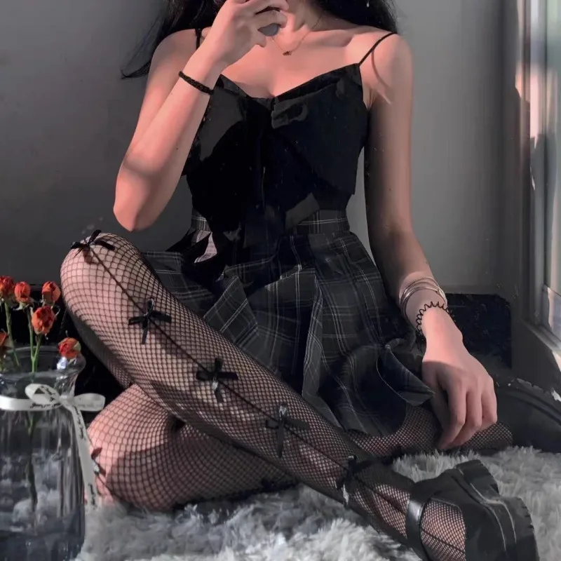1pair Women Pants Black Sexy Bowknot Fishing Net Socks Long 2025 Leg Stocking Girls Tights Nightclub Pantyhose Charm Knee new Length Sox