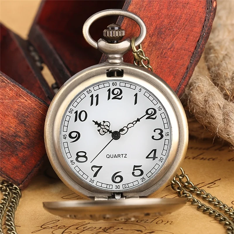 Retro Playing Double Dragons with Beads Quartz Pocket Watch With Necklace Chain Gift for Male Women Chronograph Hombre Relojes smile