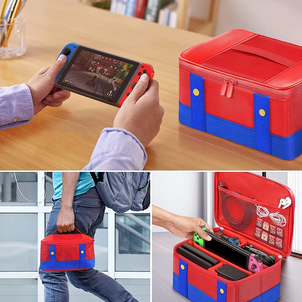 Storage Case Switch Carry Carrying Case for Nintendo Switch OLED Soft Shell Protective Travel Case Switch Console Pro Controller smile