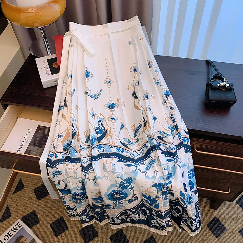 White Yourqipao Jacquard Modern Long Sleeve Shirt Black Horse Face Skirt Hanfu Suit Female Chinese Style Party Fairy Dresses smile