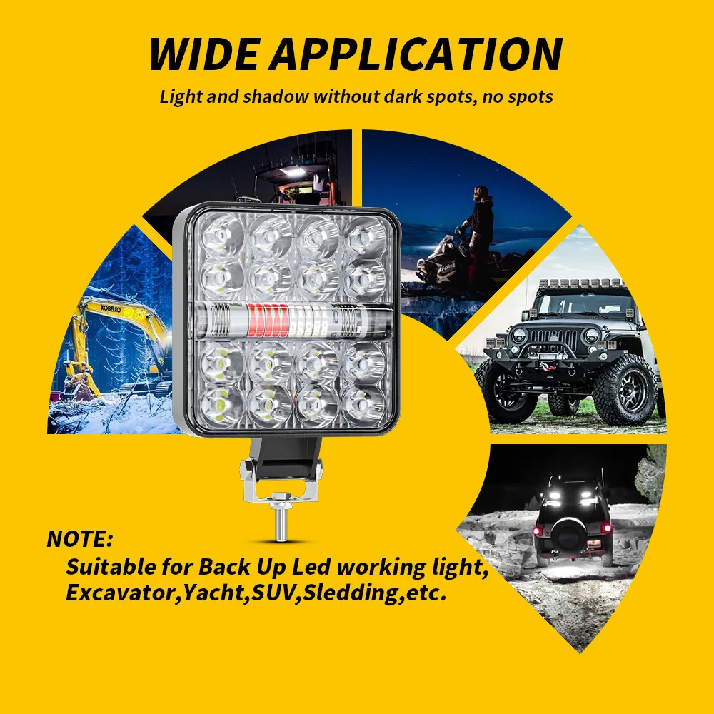 BMAD Led Bar Work Light Flashing Red Blue Fog Lights 12V 24V Barra Car for Lada Niva Offroad ATV Dirt Bike Pickup Truck Boat