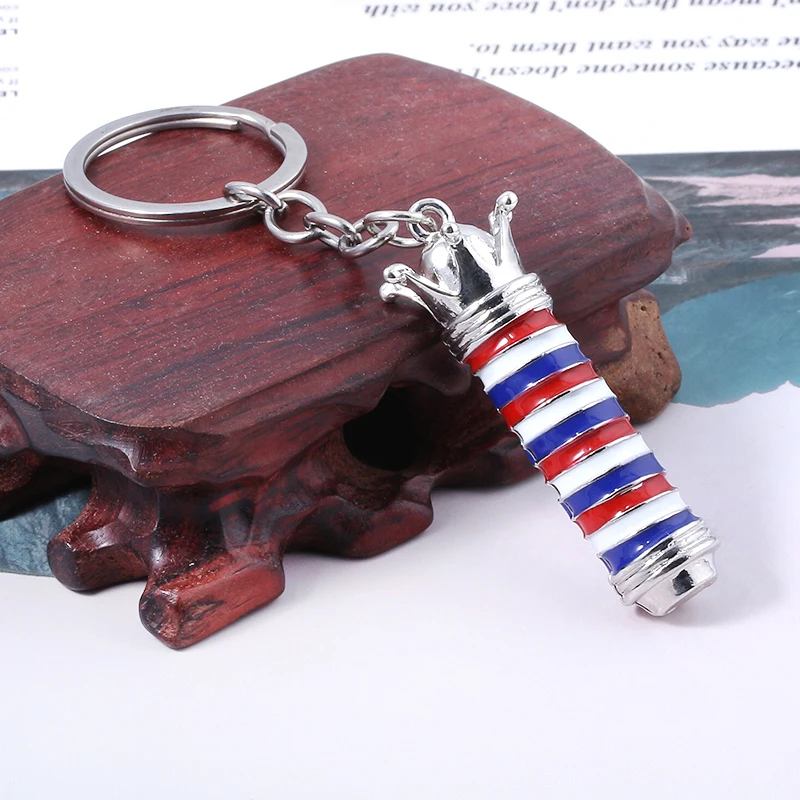 New Hairdresser Keychains Barber Shop 3D Pole Light Pendants Keyring Love Collier Pin Jewelry Car Bag Keyring Men Lady Gift