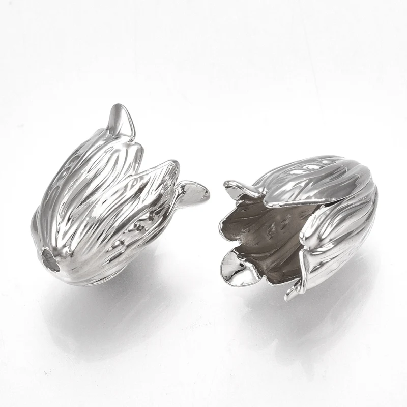 2 pc Brass Bead Caps Apetalous Flower Nickel Free Real 18K Gold Plated 12.5x10.5x10mm Hole: 1.5mm