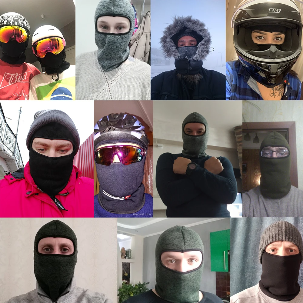 Thermal Balaclava Winter Fleece Full Face Mask Windproof Cycling Sports Hood Hiking Ski Bicycle Snowboard Neck Warmer Scarf Men smile