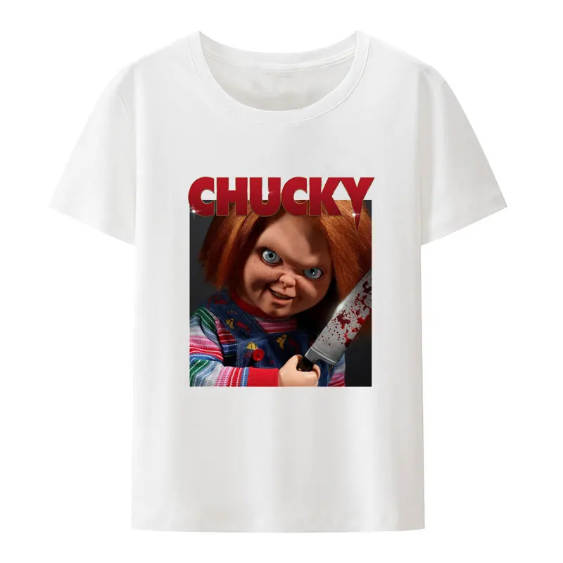 Men Chucky Child'S Play Tops T Shirts Doll Murder Bloody Vintage Tee Shirt Haruku Crew Neck T-Shirts Pure Unique Tops smile -