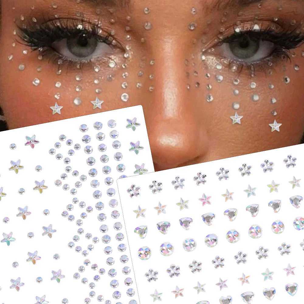 1Pcs Face Diamond Gem Sticker 5D Color Rhinestone Tattoo eye shadow Sticker Festival Nail Enhancement Body Makeup Shining Jewelry DIY Decoration W2504