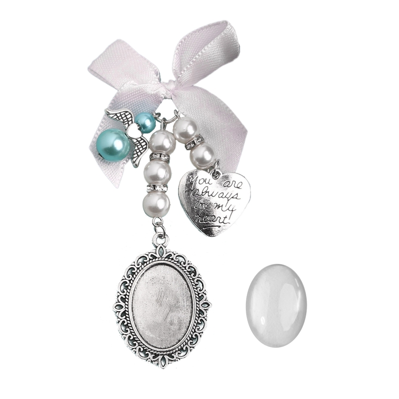 517F Wedding Bouquet Charm Lace Oval Bridal 2025 Bouquet Angel Charm Memorial Photo Charm You Are Always in My new Heart Charm