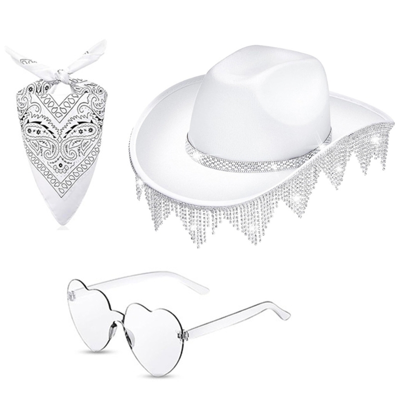 Bridal Headscarf Costume Hat Shower Heart Sunglasses Roleplay Cowboy Accessories smile