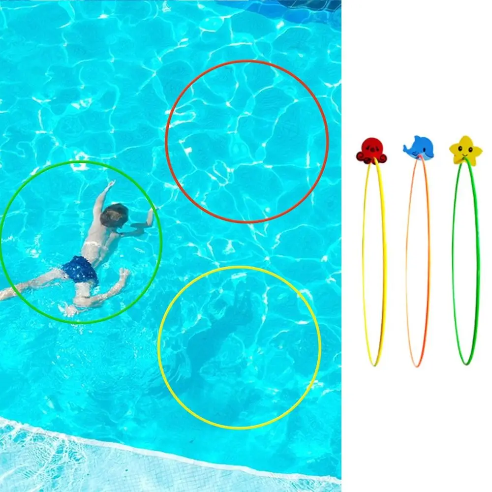 Beach 1/3Pcs Pool Summer Accessories Sinking Pool Toy Safety Training Dive Ring Set Swimming Pool Ring Swimming Aid ddmysmile Ring Smile