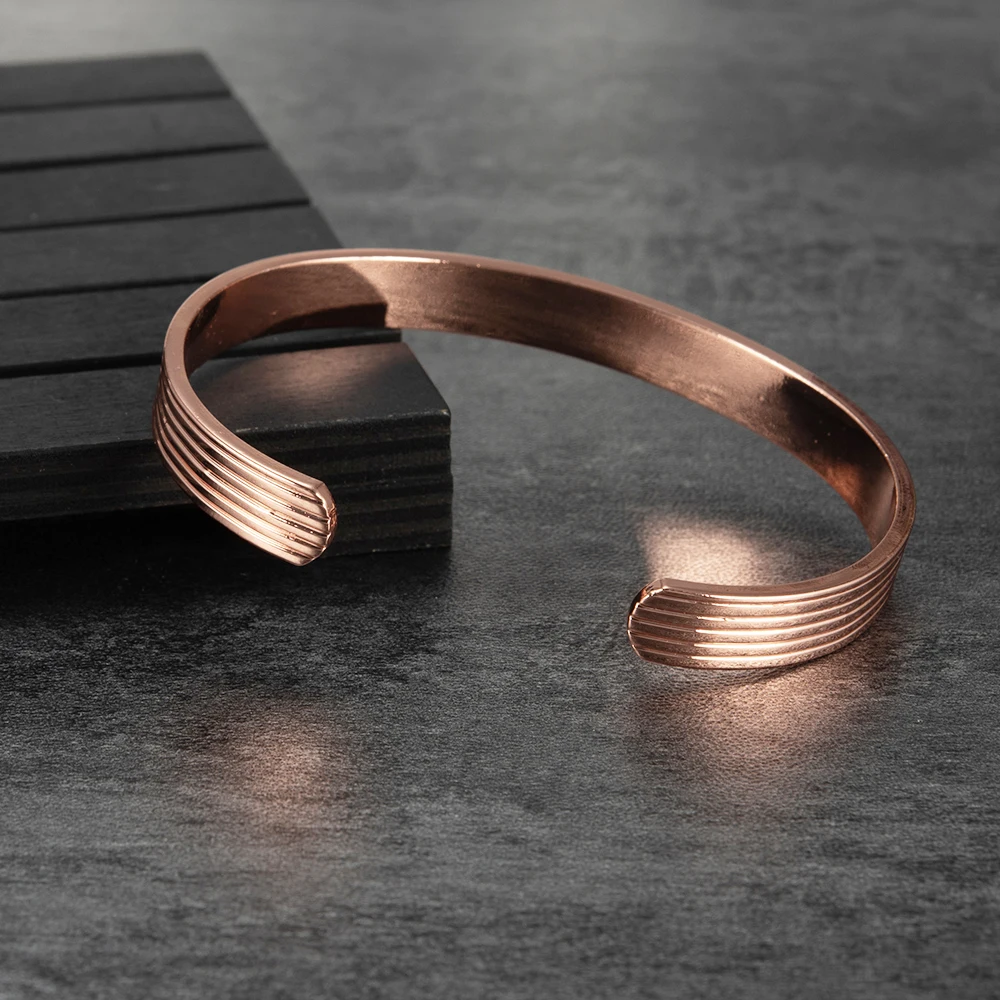 Copper Magnetic Bracelet Pure Adjustable Cuff High Magnets Bangles Solid Copper Health Energy Resizable Jewelry for Men Women smile