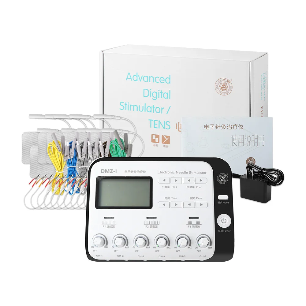 6 Output Electroacupuncture Massager Professional Acupuncture Needle Body Muscle Stimulator Tens Unit Machine Mussle Relax Tool