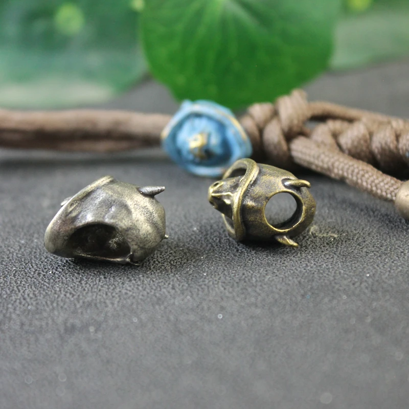 Brass Civet Cat Assassin Knife Bead DIY Umbrella Rope Lanyard Pendant Woven Paracord Bracelet Accessories Outdoor EDC Tool Parts