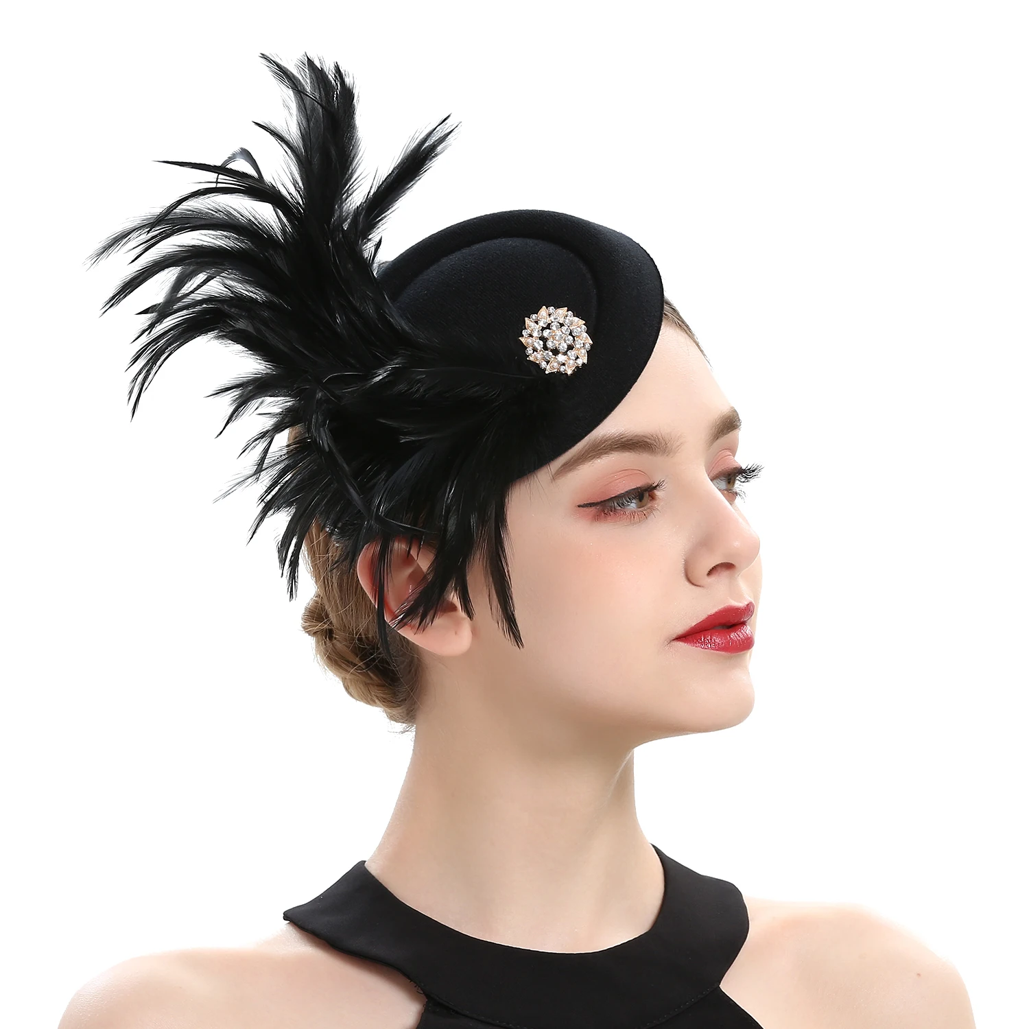 Hat Women,1920s Fascinator for Tea Party Kentucky Fascinator Hat Pillbox Hat Feather Fascinator for tail Wedding smile