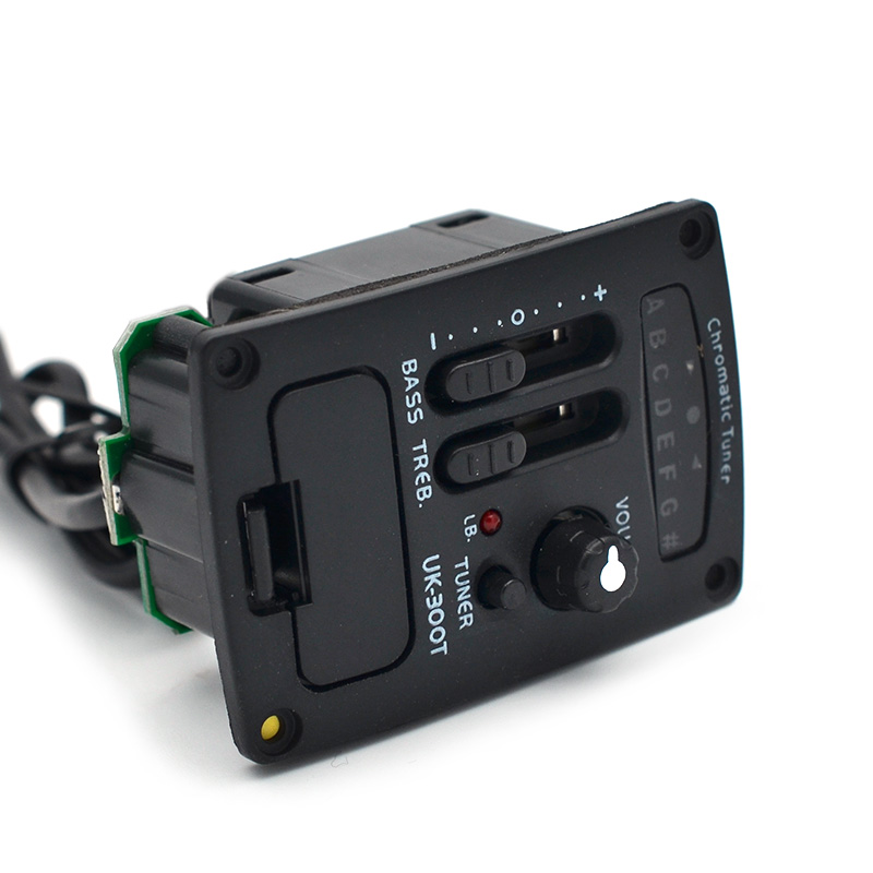 UK-300T 2 Band LED Ukulele EQ Equalizer with Chromatic Tuner Pickup Piezo Ukulele Pickup Preamp