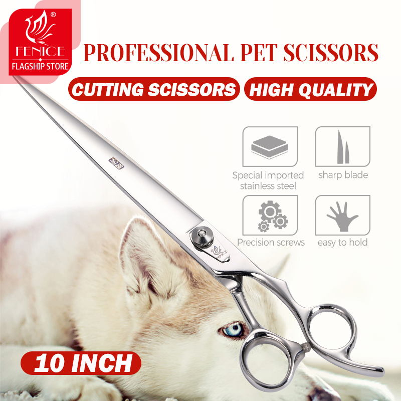 Fenice 10 inch professional pet grooming scissors for dogs cutting scissors pet scissors grooming shears