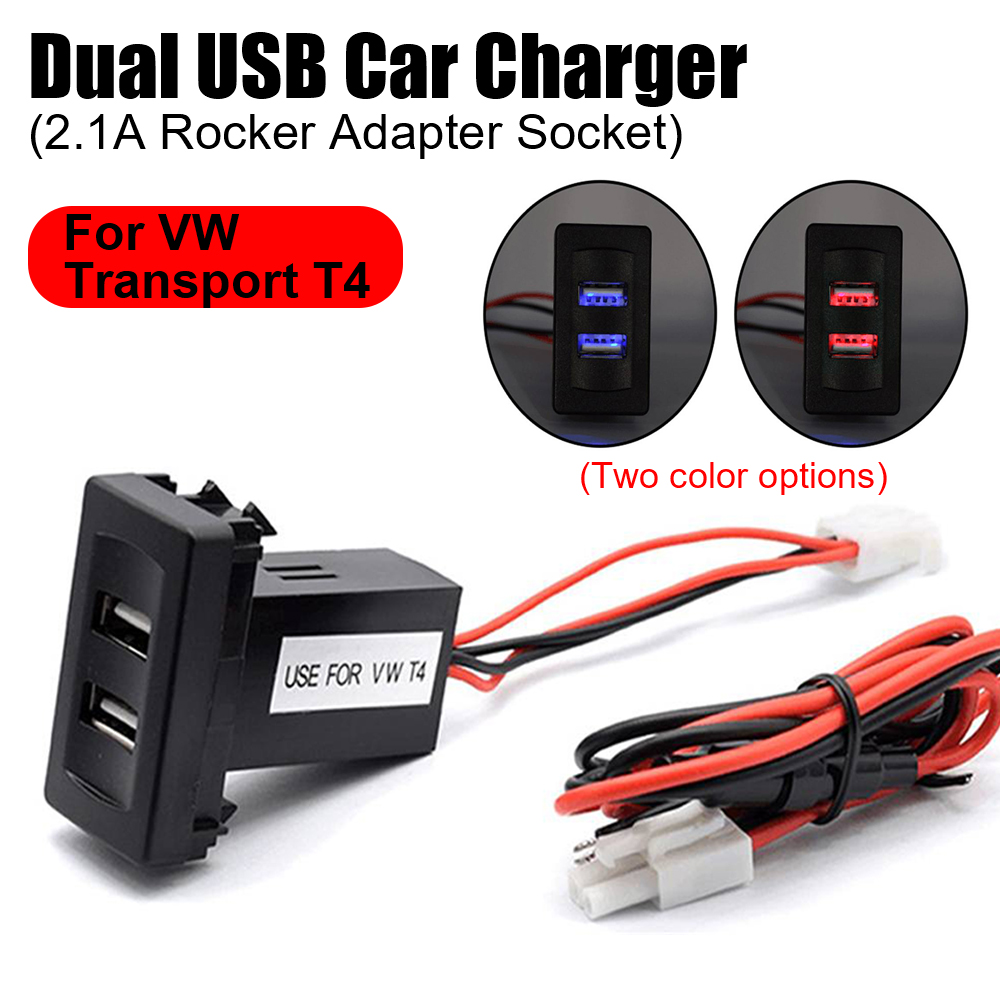 Dual Charger 12V~24V to 5V/2.1A 2-Port USB Vehicle Car Power Inverter Converter For VW for T4 Models