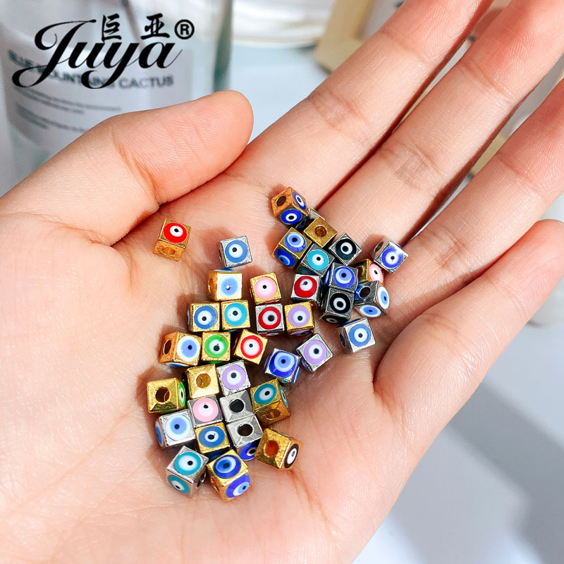 30pcs/lot Palm Evil Eye Beads For Jewelry Making 7mm Metal Spacers Bead Supplies Needlework DIY Bracelets Necklaces Accessories