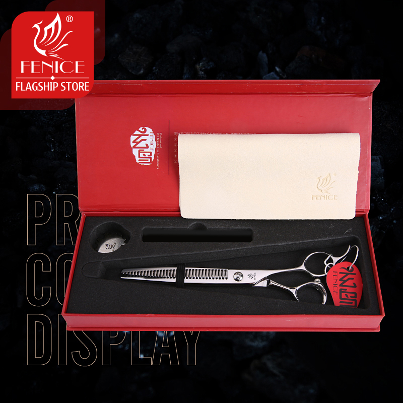Fenice High-end 7.0 inch JP VG10 Steel Professional Pet Trimming Grooming Scissors Dog Thinning Scissors Shears Thinning 20-25%