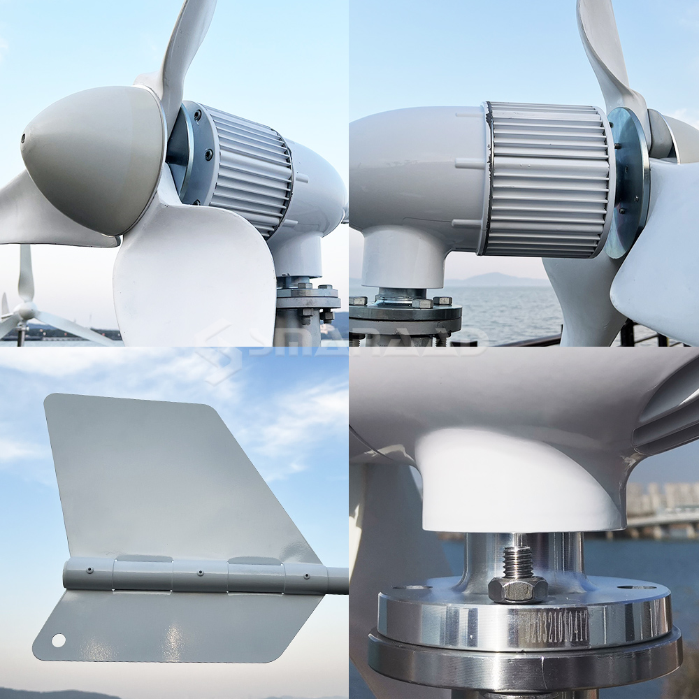 SMARAAD More Powerful 5000W Horizontal Wind Turbine Generator Windmill With Free MPPT Charger Controller and Off Grid Inverter