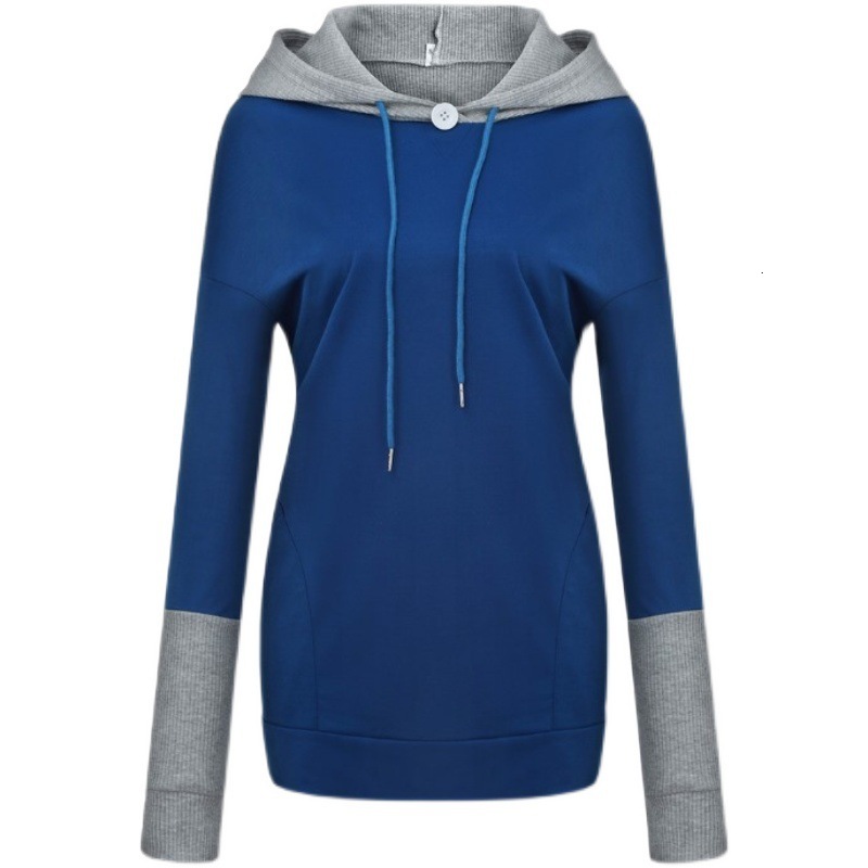 Designer's autumn winter new casual versatile two-color splicing pullover, fashionable and personalized hoodie for women