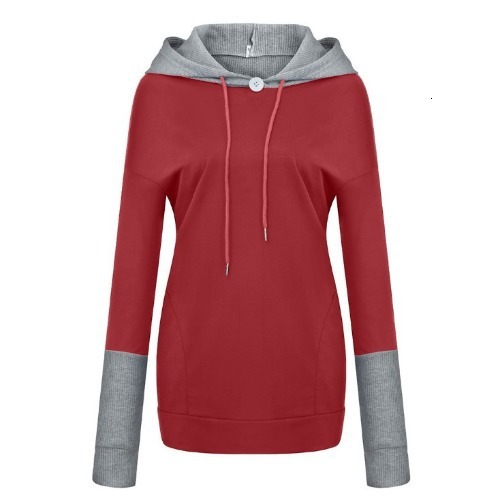 Designer's autumn winter new casual versatile two-color splicing pullover, fashionable and personalized hoodie for women