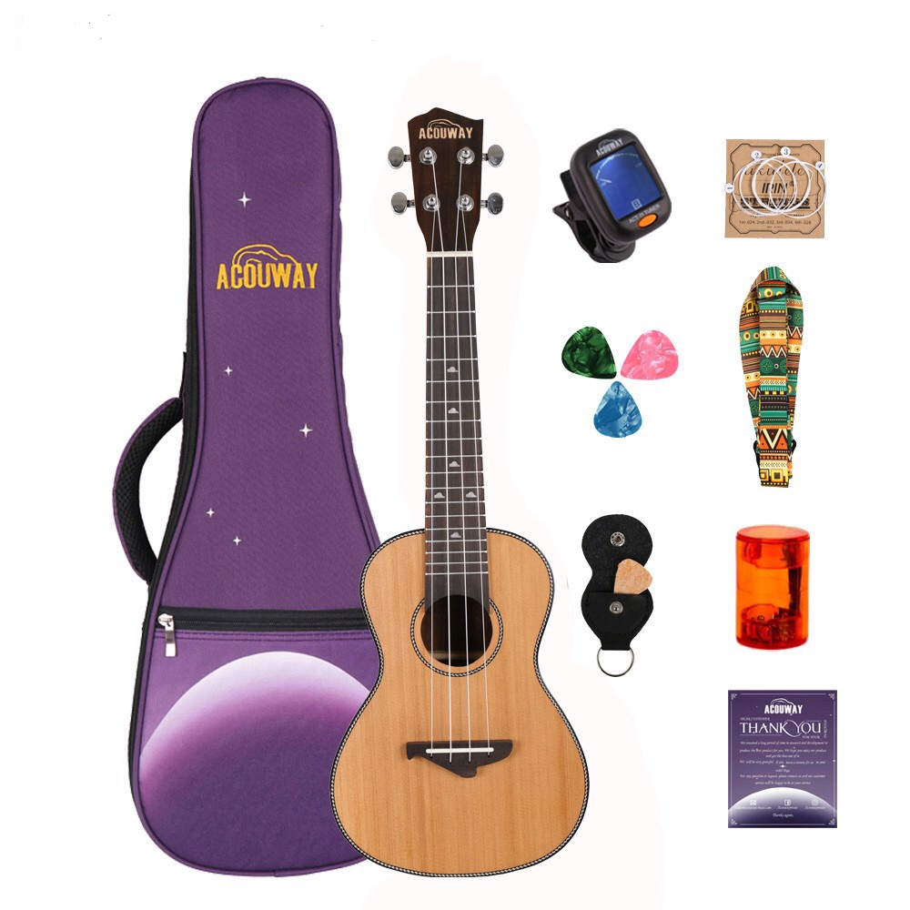 Acouway Ukulele 21 24 26 inch Ukulele Soprano Concert Tenor Ukulele solid spruce top uku Ukelele Hawaii guitarMusical Instrument