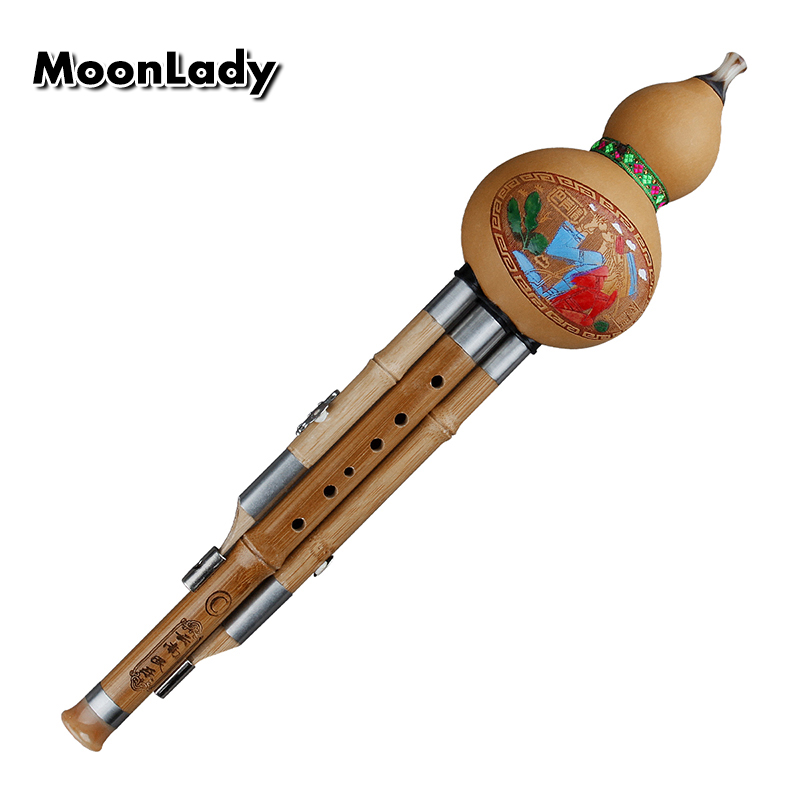 Bamboo Gourd Cucurbit Flute Chinese Handmade Hulusi Ethnic Musical Instrument Key of bB C with Case for Beginner Music Lovers