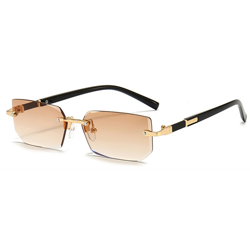 Square Rimless Sunglasses Rectangle Fashion Popular Women Men Shades Small Sun Glasses For Female Male Summer Traveling CAVALLO BIANCO CB