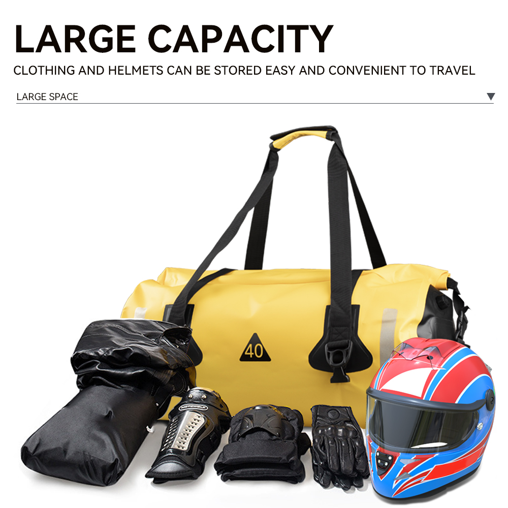 40L Seat Waterproof Motorcycle Tail Travel Outdoor Dry Roll Pack Bag Motorbike Lage Backpack 60L