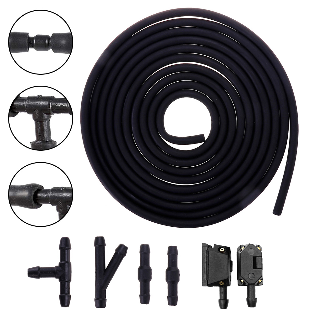 7Pcs/set Front 2025 Windscreen new Wiper Arm Washer Nozzle Jets 4 Way ustable Check Vae Tube Pipe Hose 2m T Piece Straight Piece
