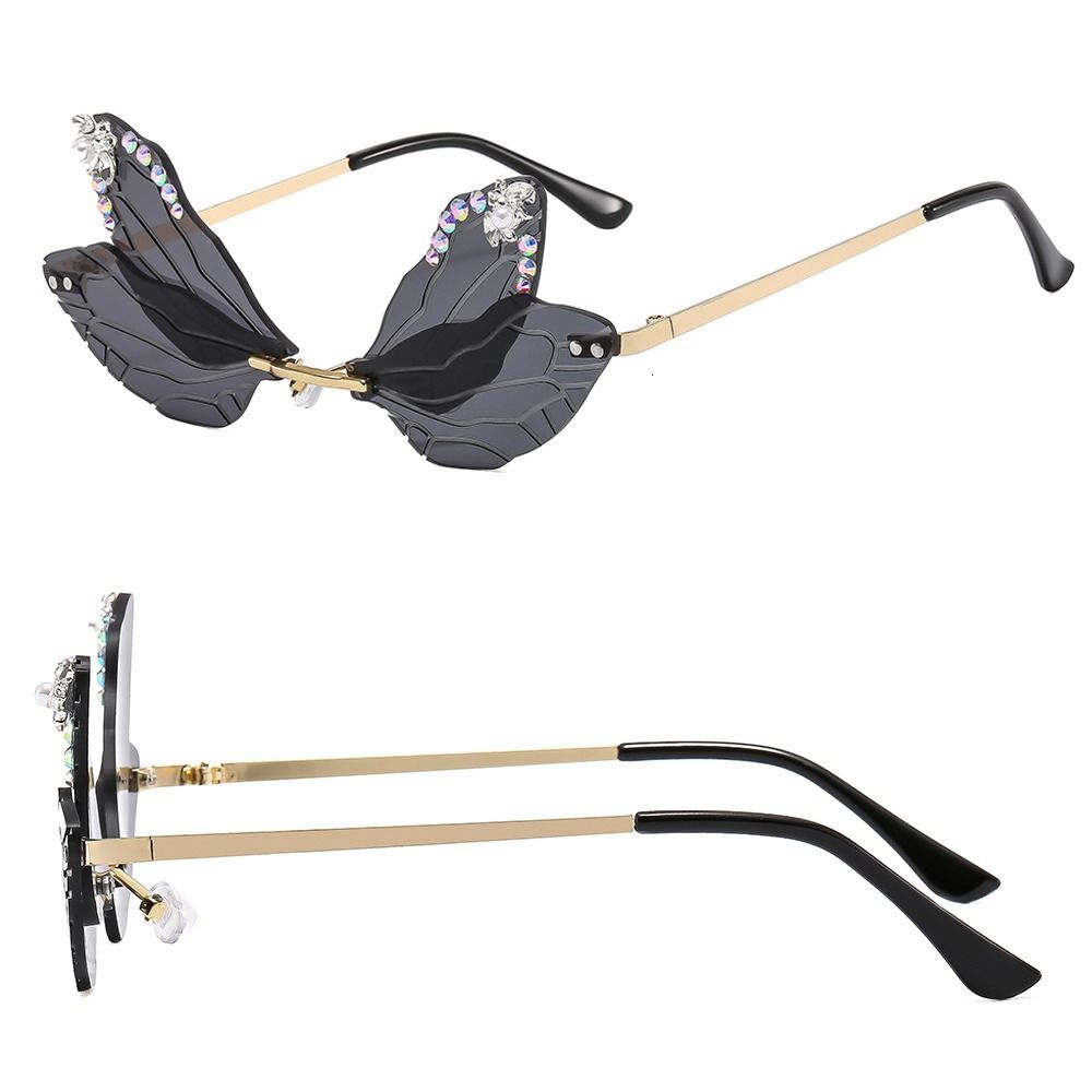Women's Fashion Eyewear Irregular Party Dia Sun Moissanite Dragoy Wing SunMoissanite glasses Bg Shades