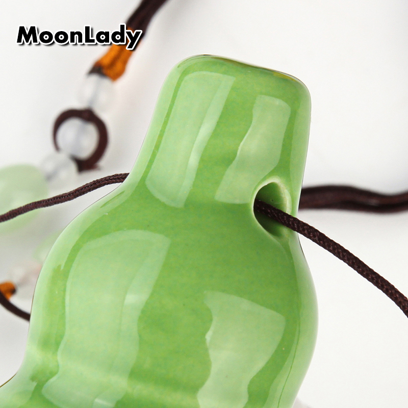 3 Colors Ocarina 6 Hole Small Gourd Ocarina Alto C Tone Beginner Ocarina Tourist Souvenir Teaching Toys Ceramic Pendant
