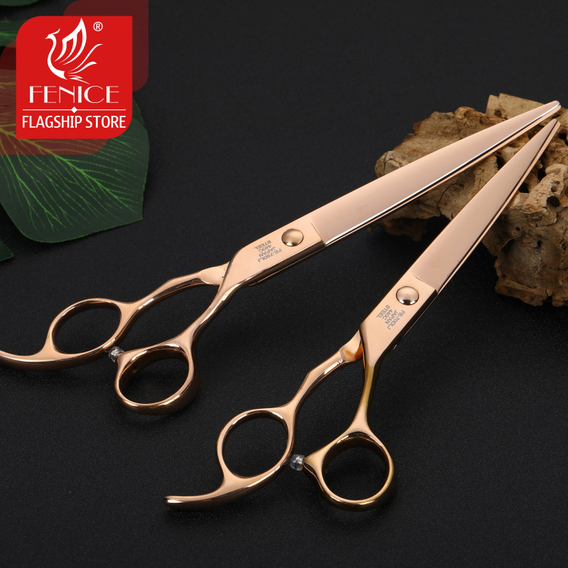 Fenice 7/7.5 inch professional pet grooming scissors for dogs cutting scissors gold color pet scissors grooming shears
