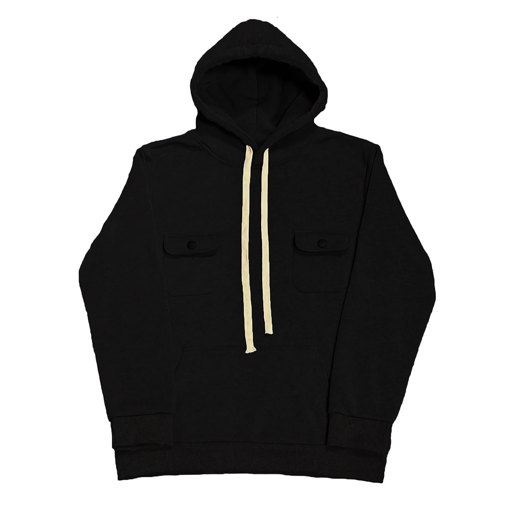 Designer American New Men's Work Clothes Multi Pocket Hoodie Solid Color Fleece Warmth