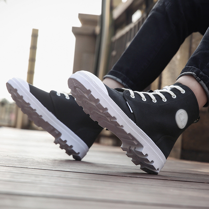 Canvas Men Shoes High Top Ankle Military Tactical Male Boots Casual Men's Sneakers All Seasons Unisex Denim Botas de Mujer eaba 's