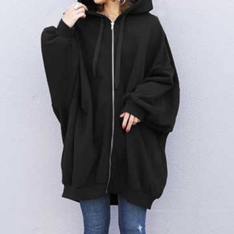 Designer's autumn and winter overseas new women's clothing sexy solid color loose hoodie fashionable hooded zipper