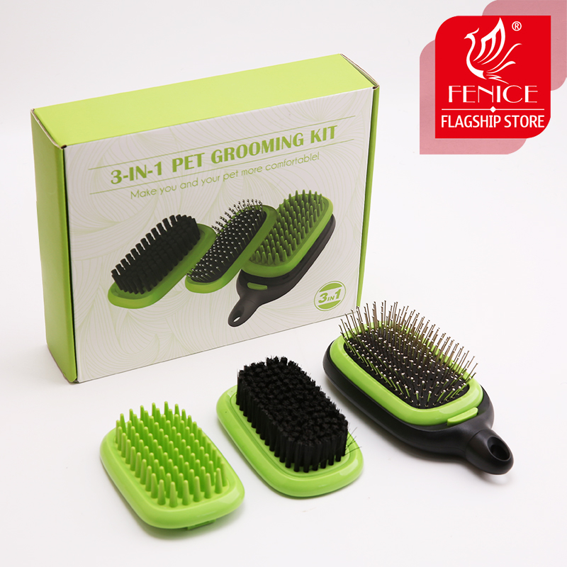 Fenice 3-IN-1 Pet Cat Dog Rabbit Grooming Comb Hair Multifunctional Massage Comb Brush Groming Cleaning Tool