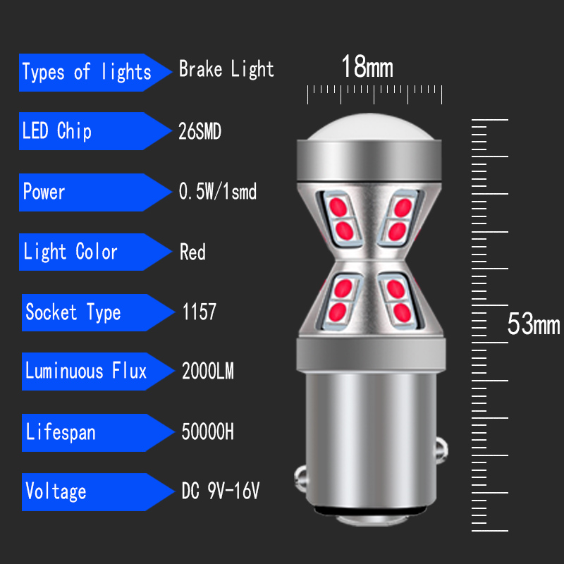 2Pcs 1157 BAY15d P21/5W Lamps LED TAIL Brake Lights Canbus Error Free STOP Signal Bulbs For C30 V60 XC60 XC90 S40 S60 S80L