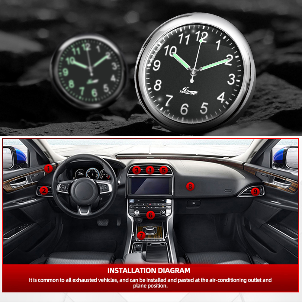 Mini Luminous Car Clock Waterproof Electronic Quartz Watch Bicycle Motorcycle Auto Dashboard In MM 5