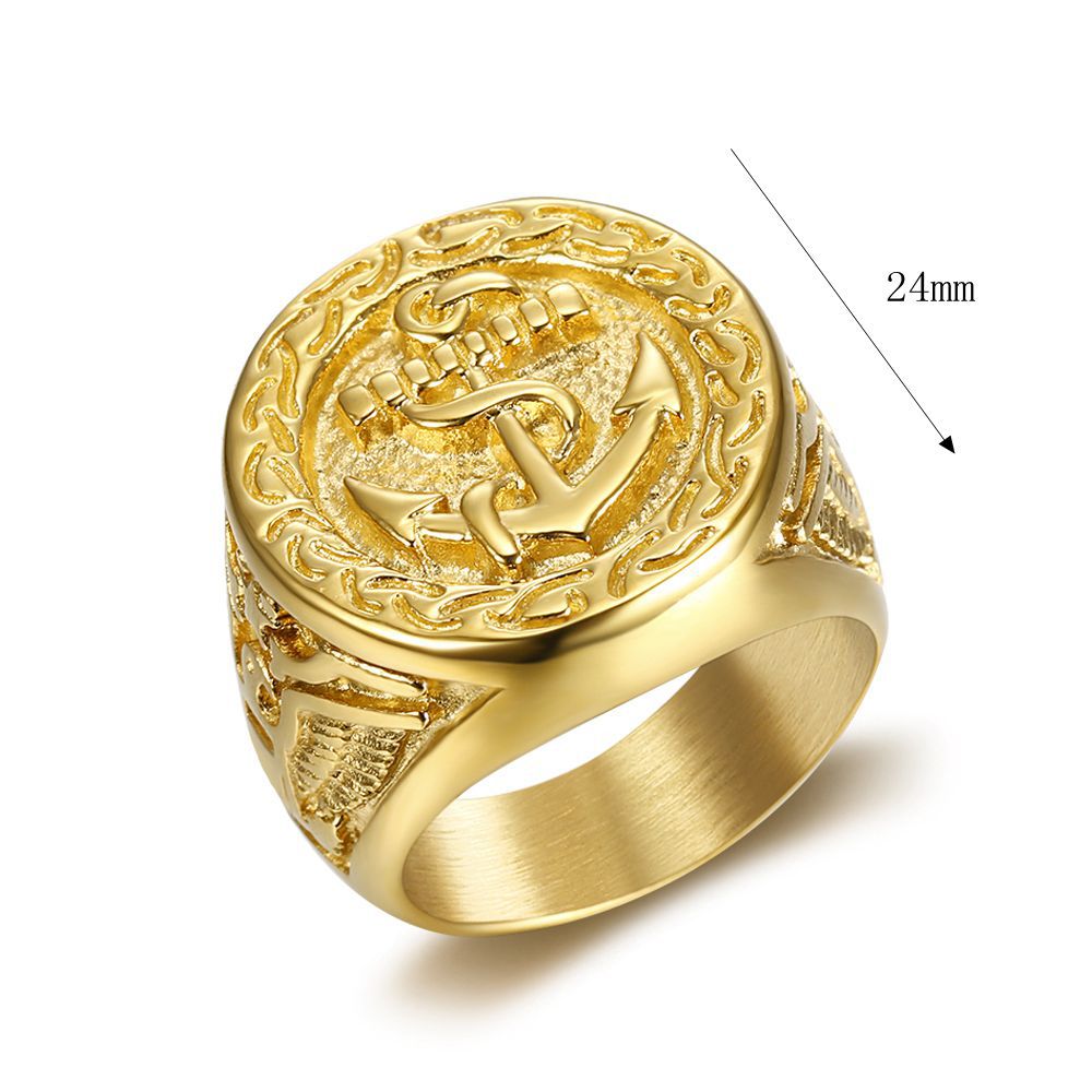 Solid Stainless Steel Casting Ring 18k Real Gold Plated Men Finger Rings Jewelry