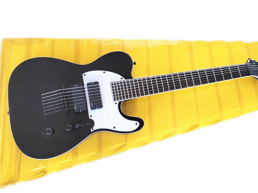 High quality customized matte black 7 string electric guitar, can be customized according to the requirements of free shipping