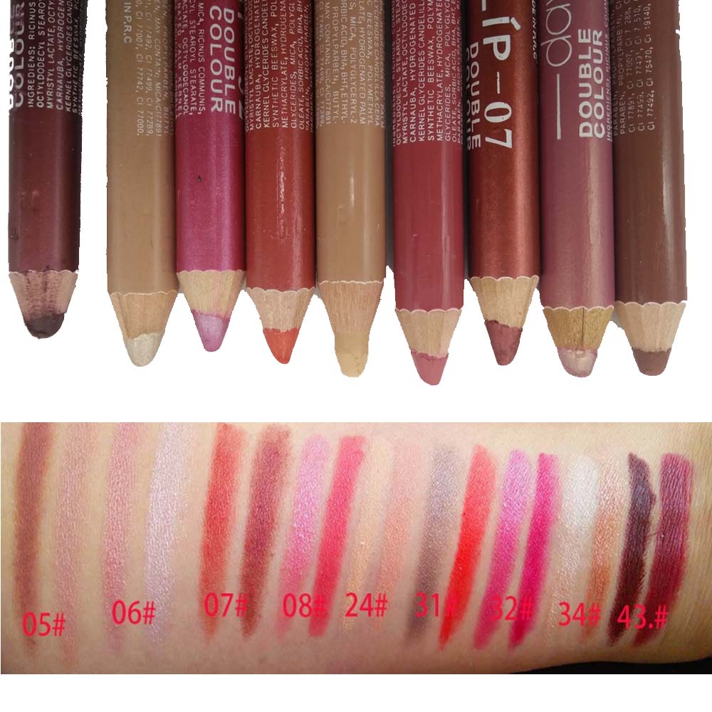 e Pencil HOT Lipliner Double color Nude waterproof Glitter Shimmer Metallic matte Lip Liner beauty lip contour HF