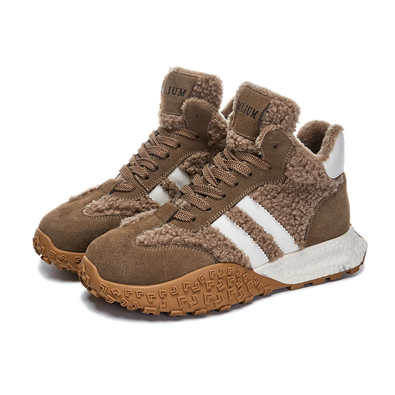 AIYUQI Female Boots Winter Women Sneaker Shoes Genuine Leather Platform Dexun Shoes Women Color Matching Women Winter Shoes