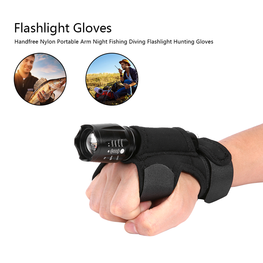 New Underwater Scuba Diving Dive LED Torch Flashlight Holder Soft Black Neoprene Hand Arm Mount Wrist Strap Glove Hand Free