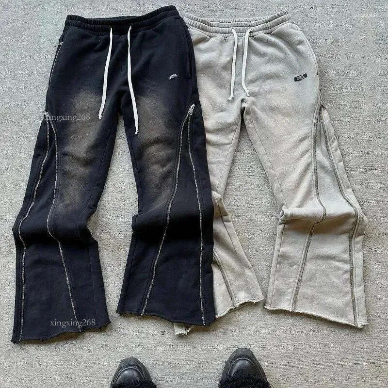 Men's Pants Y2K Retro Baggy Gothic Casual Zipper Decoration Sweatpants Hip Hop Punk Streetwear Oversized Cotton Straight Leg Trousers