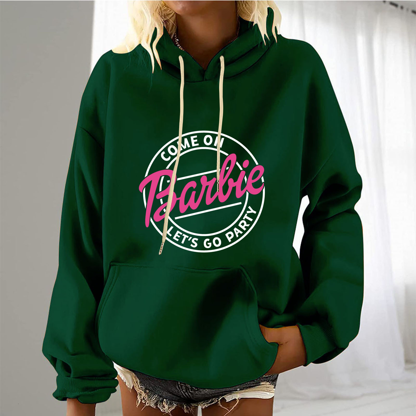 Designer's autumn and winter casual new fashion versatile printed hoodie loose fitting pullover plus size women's clothing