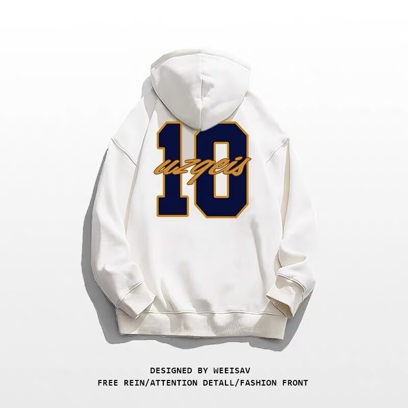 Designer hooded fleece hoodie men's 2024 autumn and winter new item street digital print versatile casual top jacket trendy